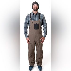 Flylow Men’s Baker Ski Bib NWT - Mercury Brown Color, Size Medium